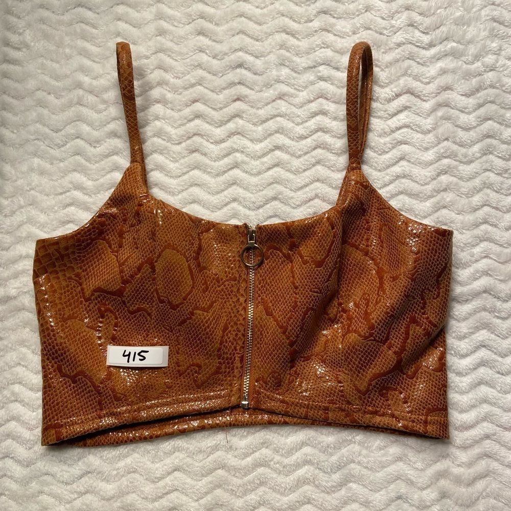 Brown snake leather crop top S/M